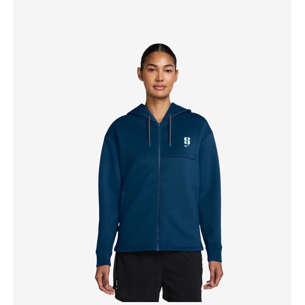 Nike women's hoodie Medium Sabrina full zip dri-fit NWT teal blue jacket
